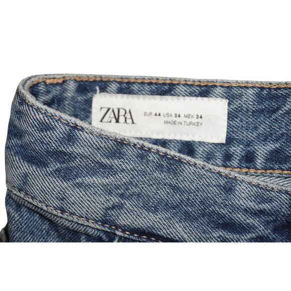 Zara High-Rise Frayed Panel Wide-Leg Jeans – Size 34 - Picture 7 of 7
